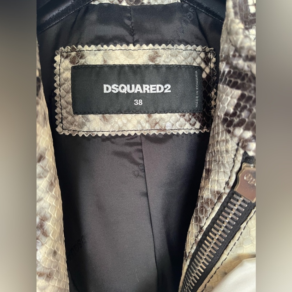 Dsquared2 Woman’s Python Leather Moto Jacket Size… - image 3